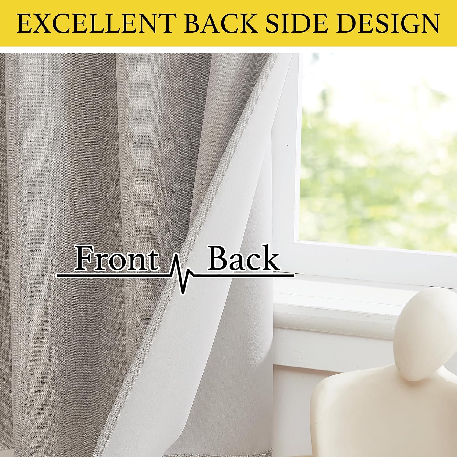 Nicetown Linen Curtain Valances for Living Room 30 inch Length 2 Panels, Grommet Top Light Blocking Room Darkening Curtains Thermal Insulat…