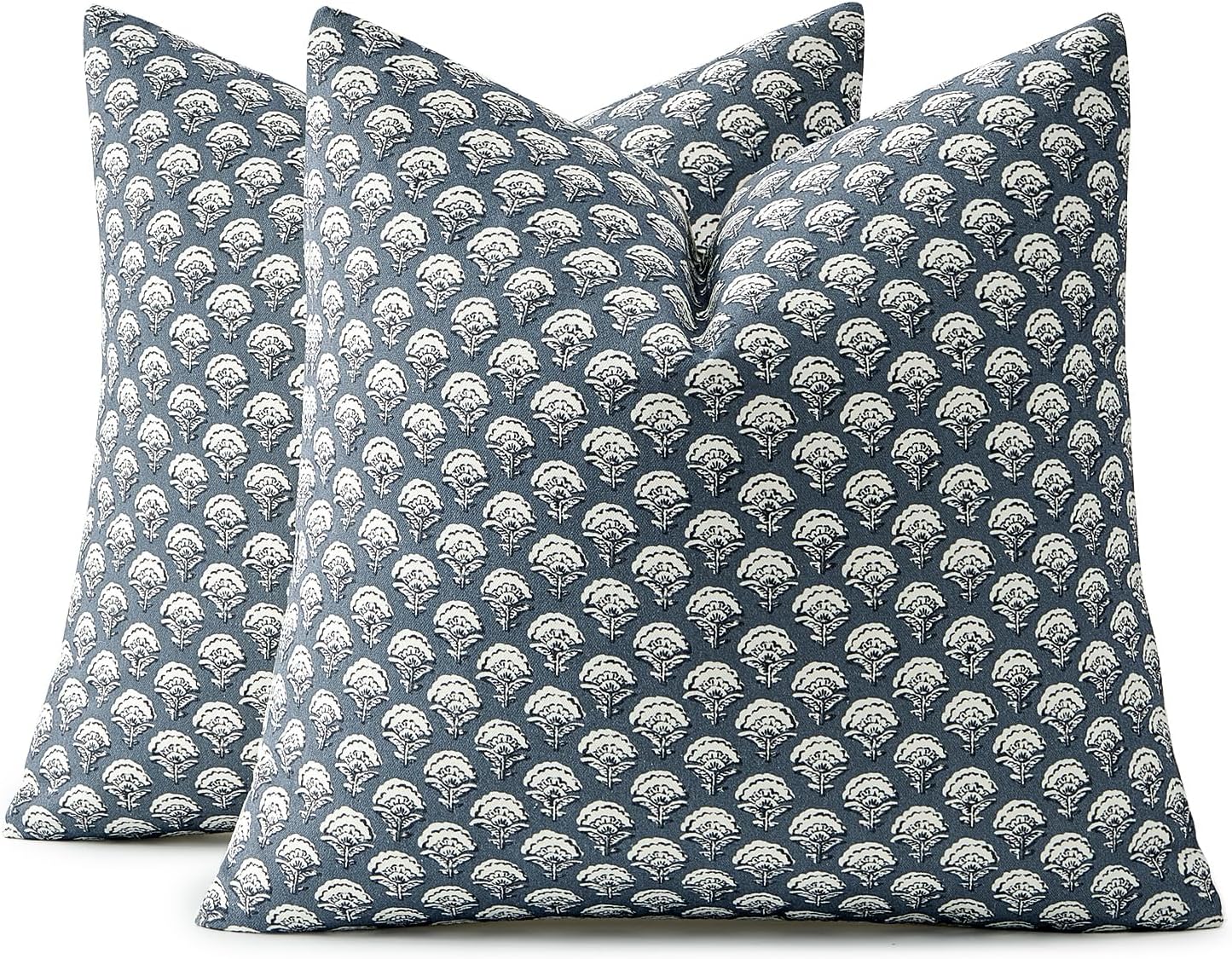 MIULEE Set of 2 Decorative Floral Pillow Covers Neutral Vintage Throw Pillows Block Print Boho Farmhouse Cushion Covers for Modern Spring…