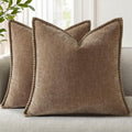decorUhome Chenille Soft Cozy Throw Pillow Covers 16x16 Set of 2, Modern Farmhouse Boho Velvet Decorative Pillow Cases with Stitched Edge f…