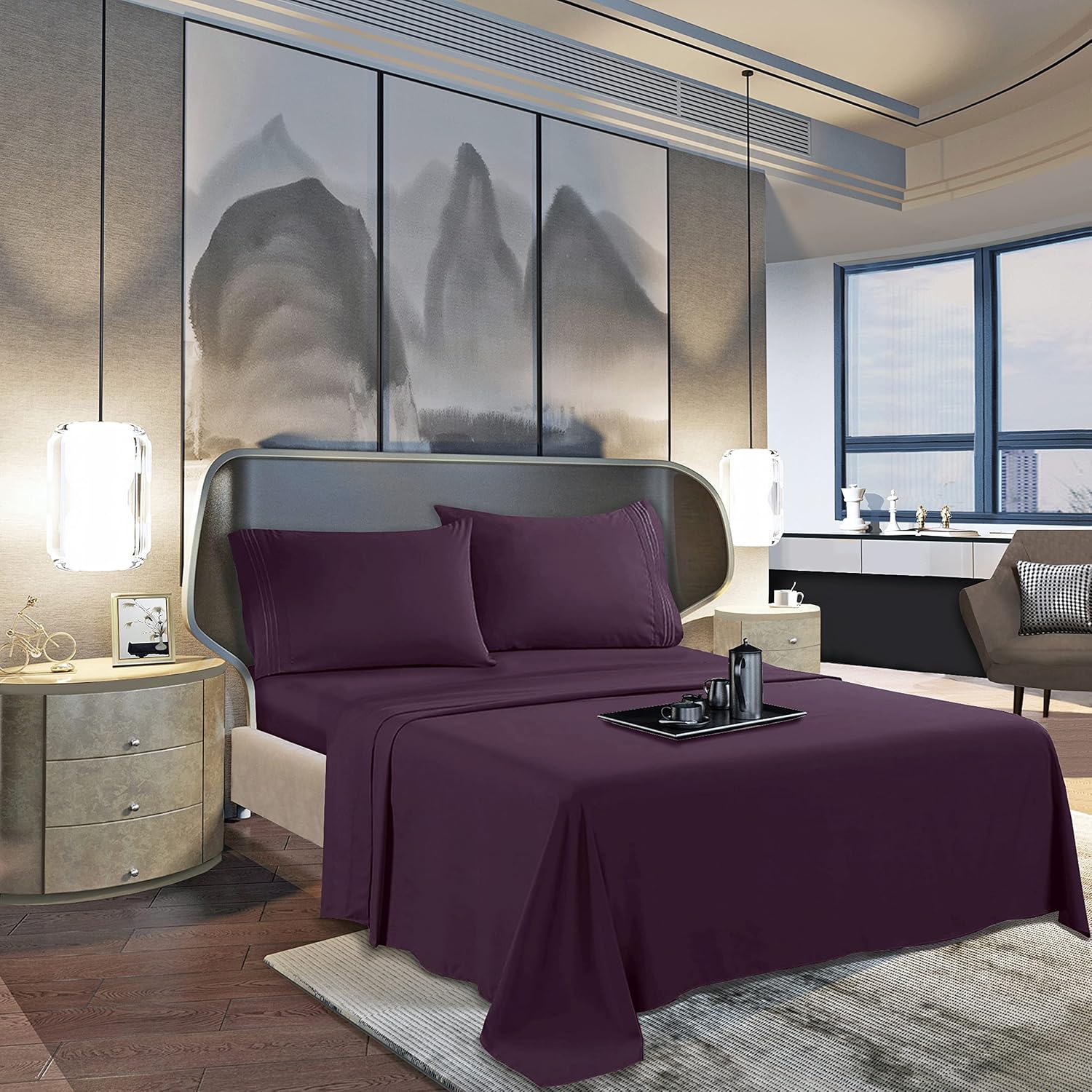 MocassiLuxuryBedding Mocassi Queen Sheet Set - Luxury Hotel 1800 Premier Bedding Sheets & Pillowcases - Ultra Soft Breathable & Cooling Bed…