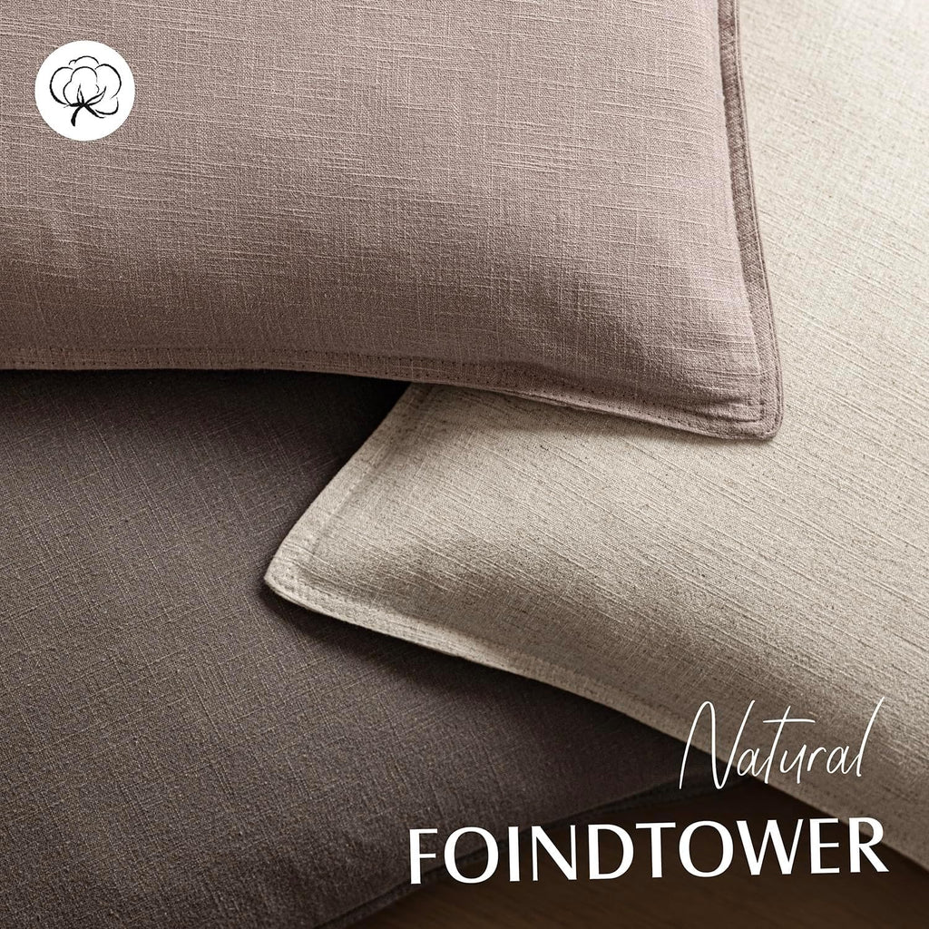 Foindtower Set of 2, Decorative Linen Soild Throw Pillow Covers Soft Accent Euro Cushion Case Boho Farmhouse Pillowcase for Chair Couch…