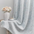 Beauoop Blue Floral Jacquard Blackout Curtains 63 Inches Long 2 Panels for Bedroom Living Room Chenille Flower Room Darkening Thermal…