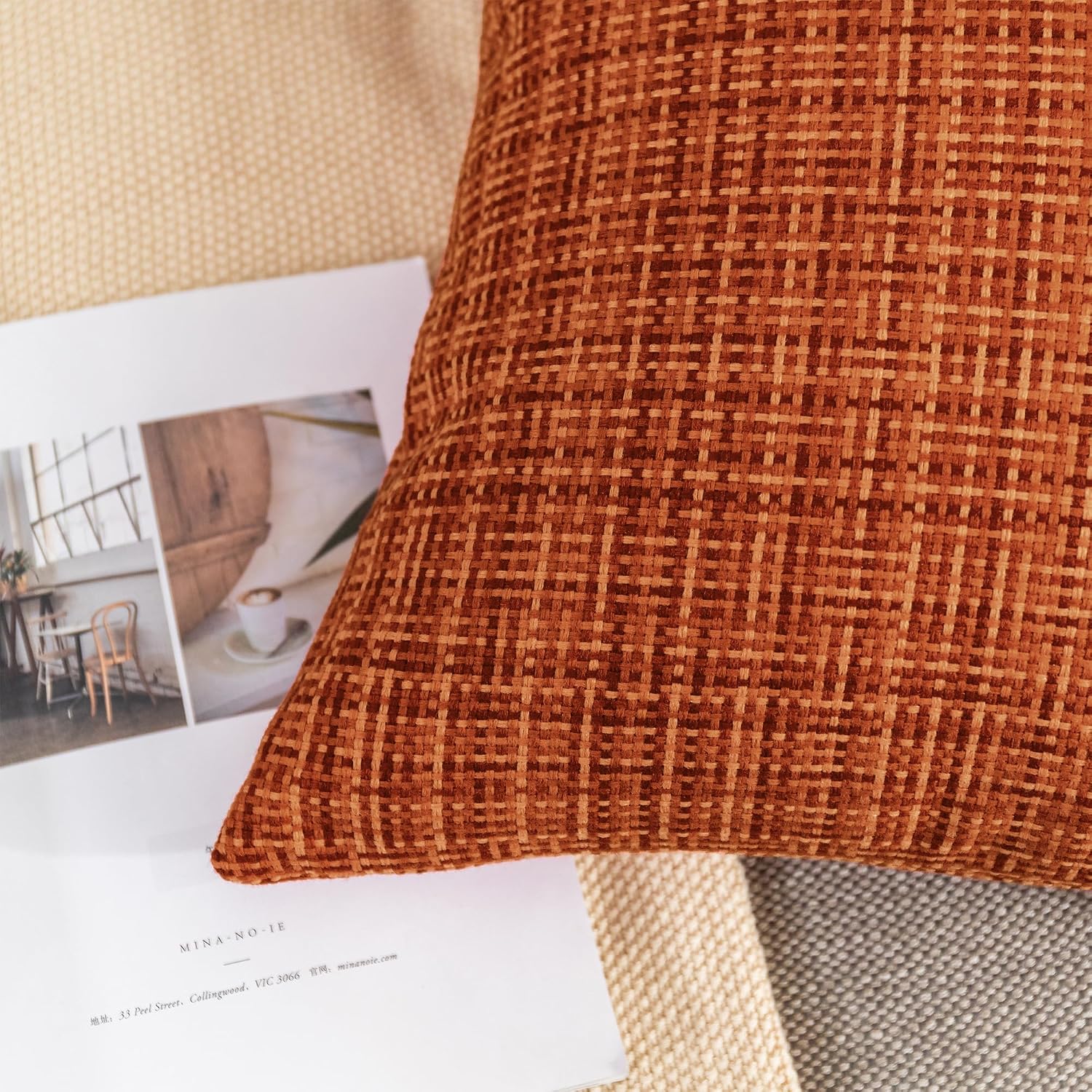 Kevin Textile Outdoor Waterproof Throw Pillow Covers 26x26 Inch Pack of 2 Woven Faux Linen Farmhouse Decorative Euro Shams Water…