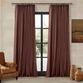 Twodrapes Chestnut Brown 100 Inch Floor Length Linen Blackout Curtains for Bedroom Pinch Pleated Black Out Thermal Insulated Window Drapes…