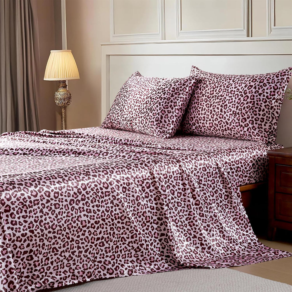 MR&HM Satin Bed Sheets, California King Size Sheets Set, 4 Pcs Silky Bedding Set with 15 Inches Deep Pocket for Mattress (California K…