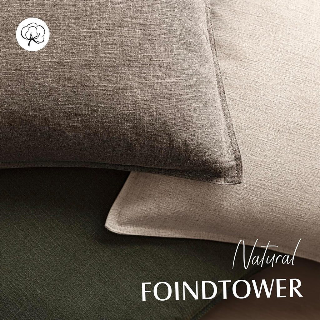 Foindtower Set of 2, Decorative Linen Soild Throw Pillow Covers Soft Accent Euro Cushion Case Farmhouse Neutral Pillowcase for Chair…