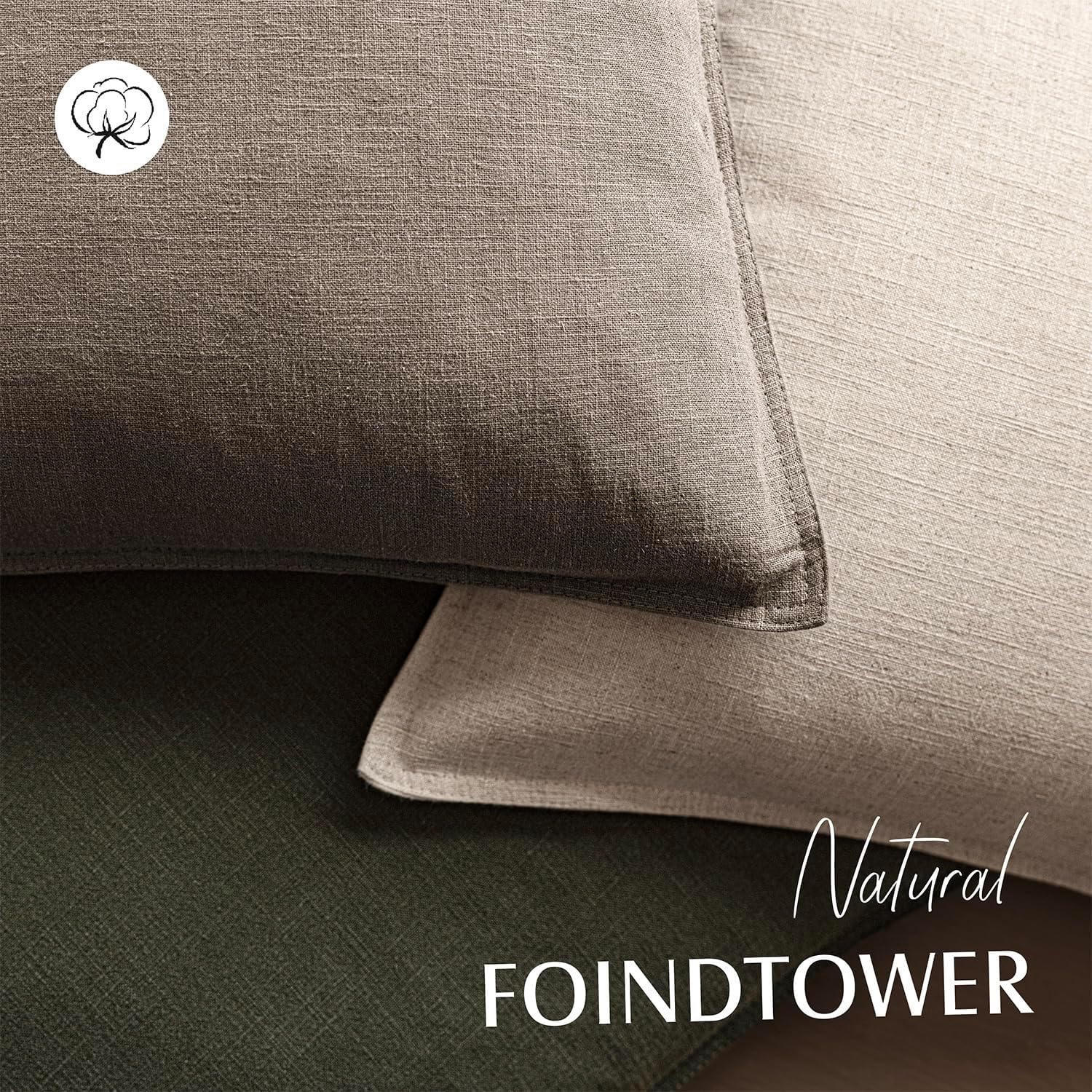 Foindtower Set of 2, Decorative Linen Soild Throw Pillow Covers Soft Accent Euro Cushion Case Farmhouse Neutral Pillowcase for Chair…