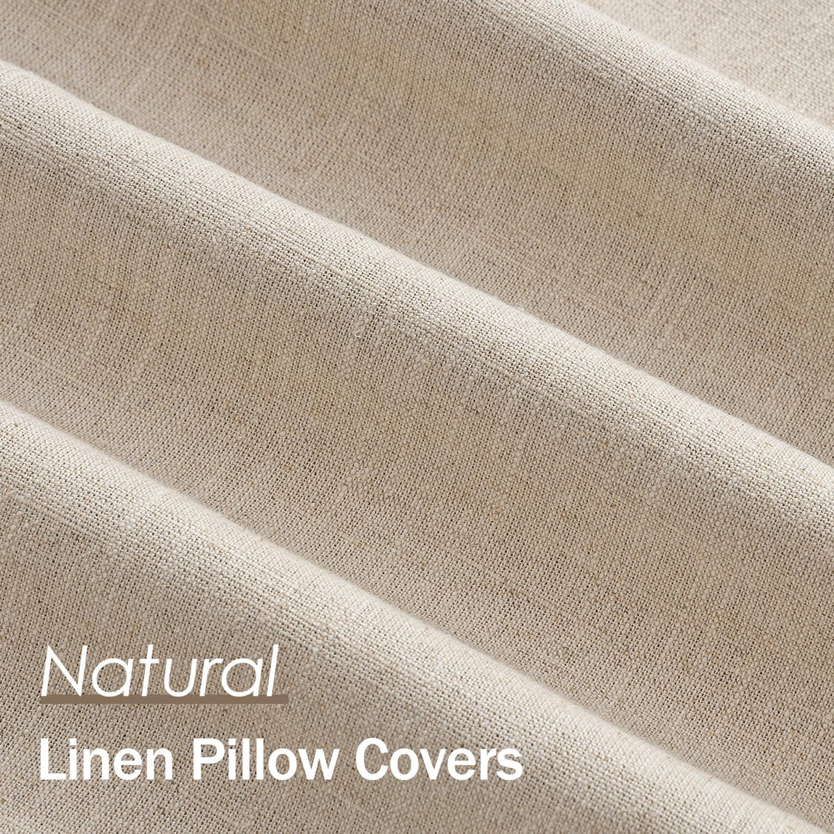 Anroduo Pack of 2 Decorative Linen Pillow Covers Euro Sham Natural Beige Neutral Farmhouse Boho Soild Cushion Case Soft Accent Pillowcase f…