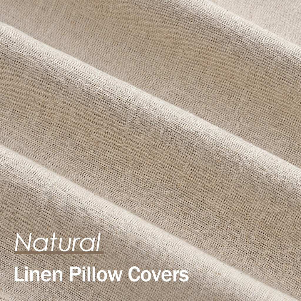 Anroduo Pack of 2 Decorative Linen Pillow Covers Euro Sham Natural Beige Neutral Farmhouse Boho Soild Cushion Case Soft Accent Pillowcase f…