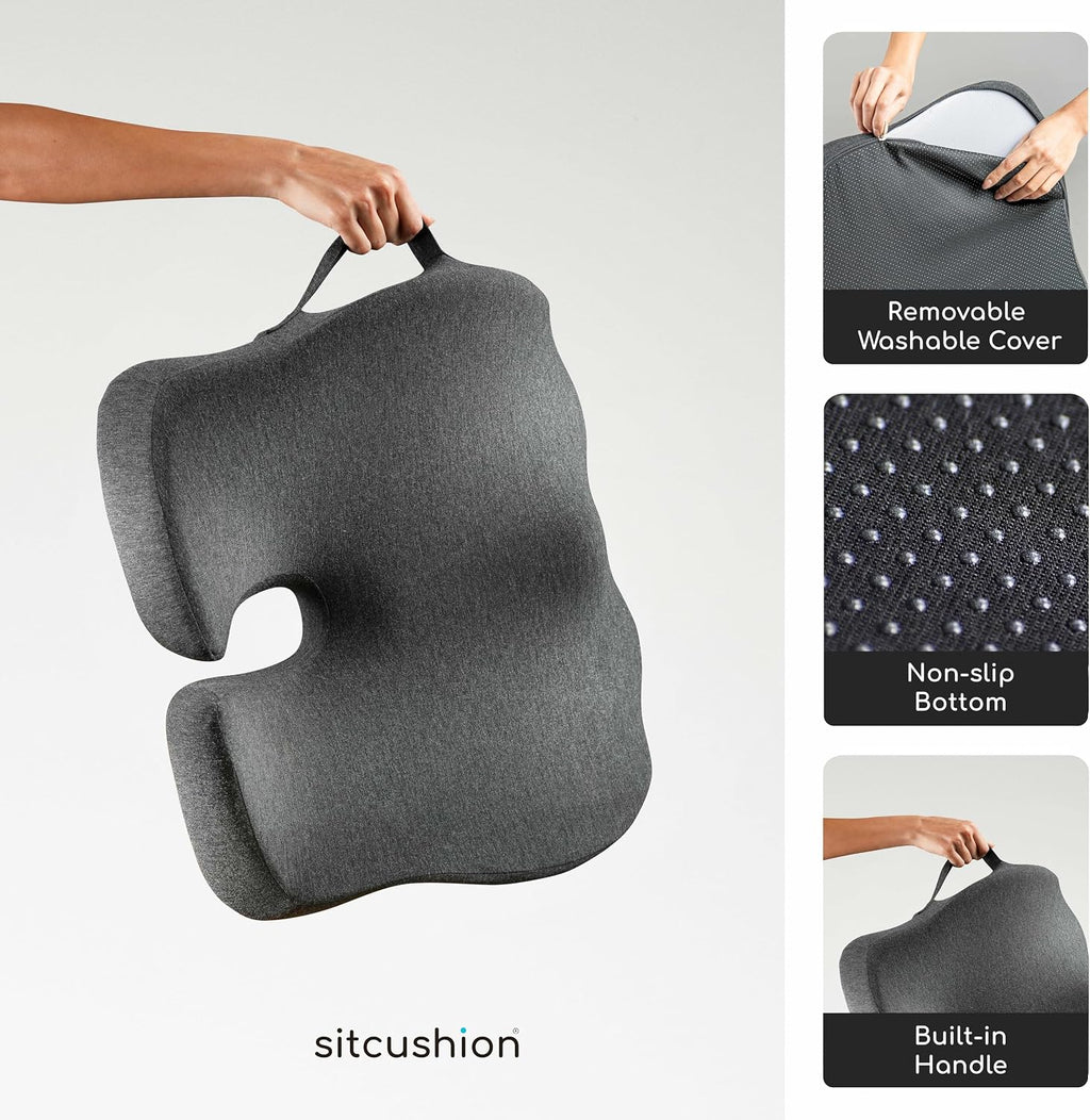 Sitcushion X Large Office Chair Cushion for Sciatica, Memory Foam Seat Cushion for Car Seat Pad, Orthopedic Pillow. Computer Chair Cushion…