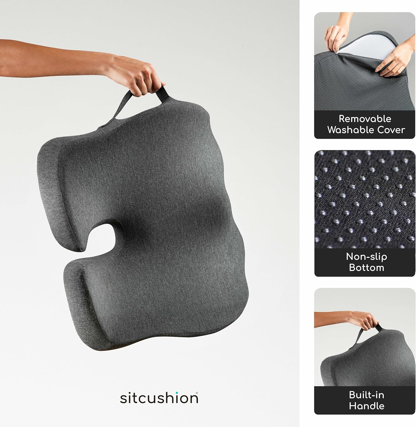 Sitcushion X Large Office Chair Cushion for Sciatica, Memory Foam Seat Cushion for Car Seat Pad, Orthopedic Pillow. Computer Chair Cushion…