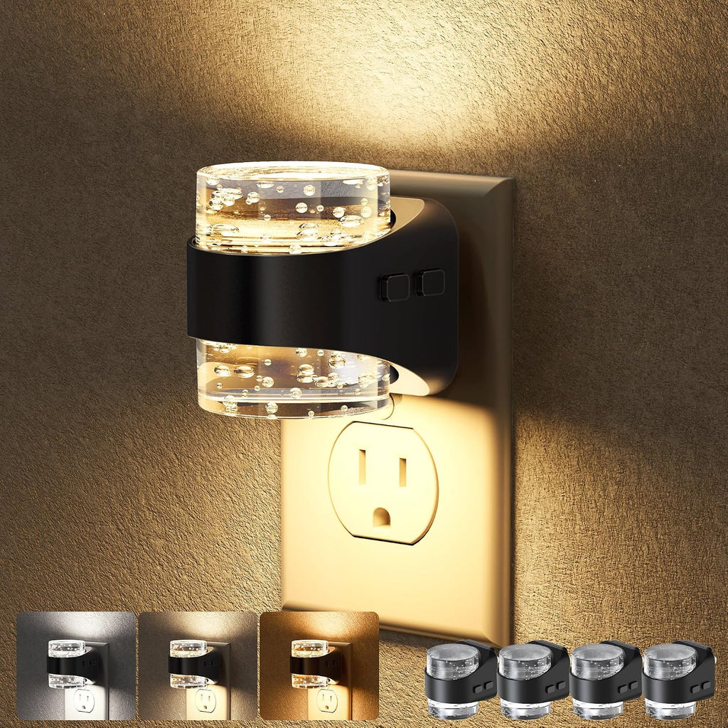 Briignite LED Night Light Plug into Wall[4 Pack] Dimmable Night Light with Bubble Design 3000K/4000K/5000K & 3 Brightness Levels for Baby…
