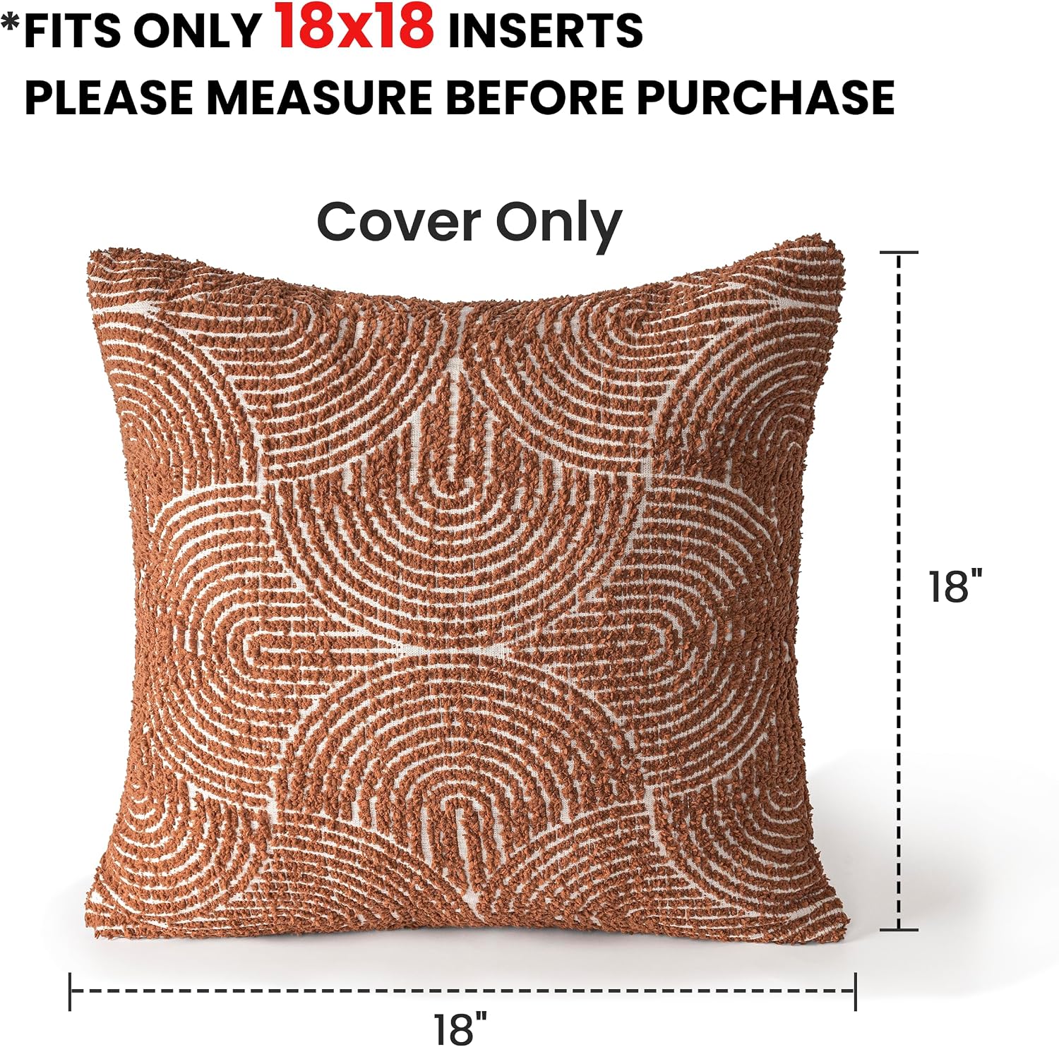 Aels Boho Decorative Textured Throw Pillow Covers 18x18, Organic Modern Mid Century Rainbow Tufted Pillow Case, Farmhouse Rustic Geometric…