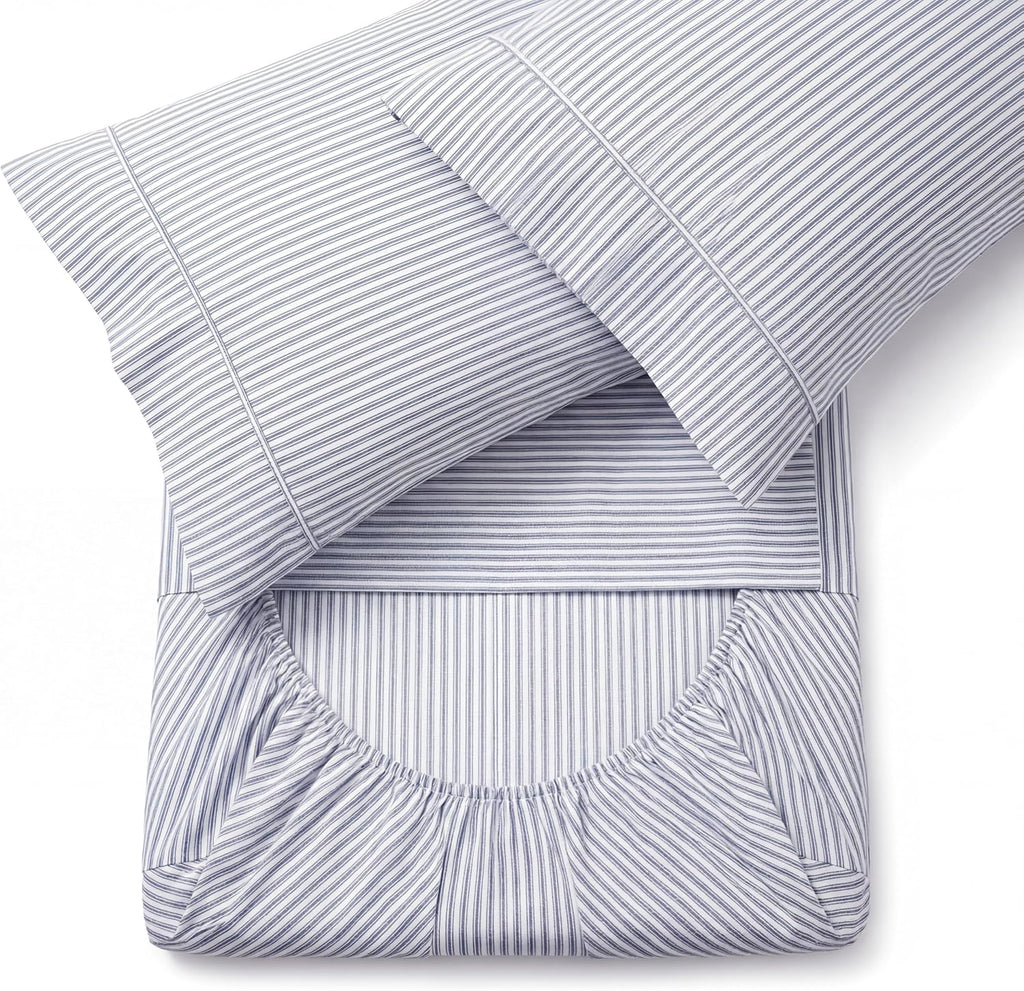 Perupima Peru Pima 415 Thread Count Percal King Sheet Set - 100% Peruvian Pima Cotton, 4 Piece (Flat, Fitted, 2 Pillowcases) - Cooling, Cri…