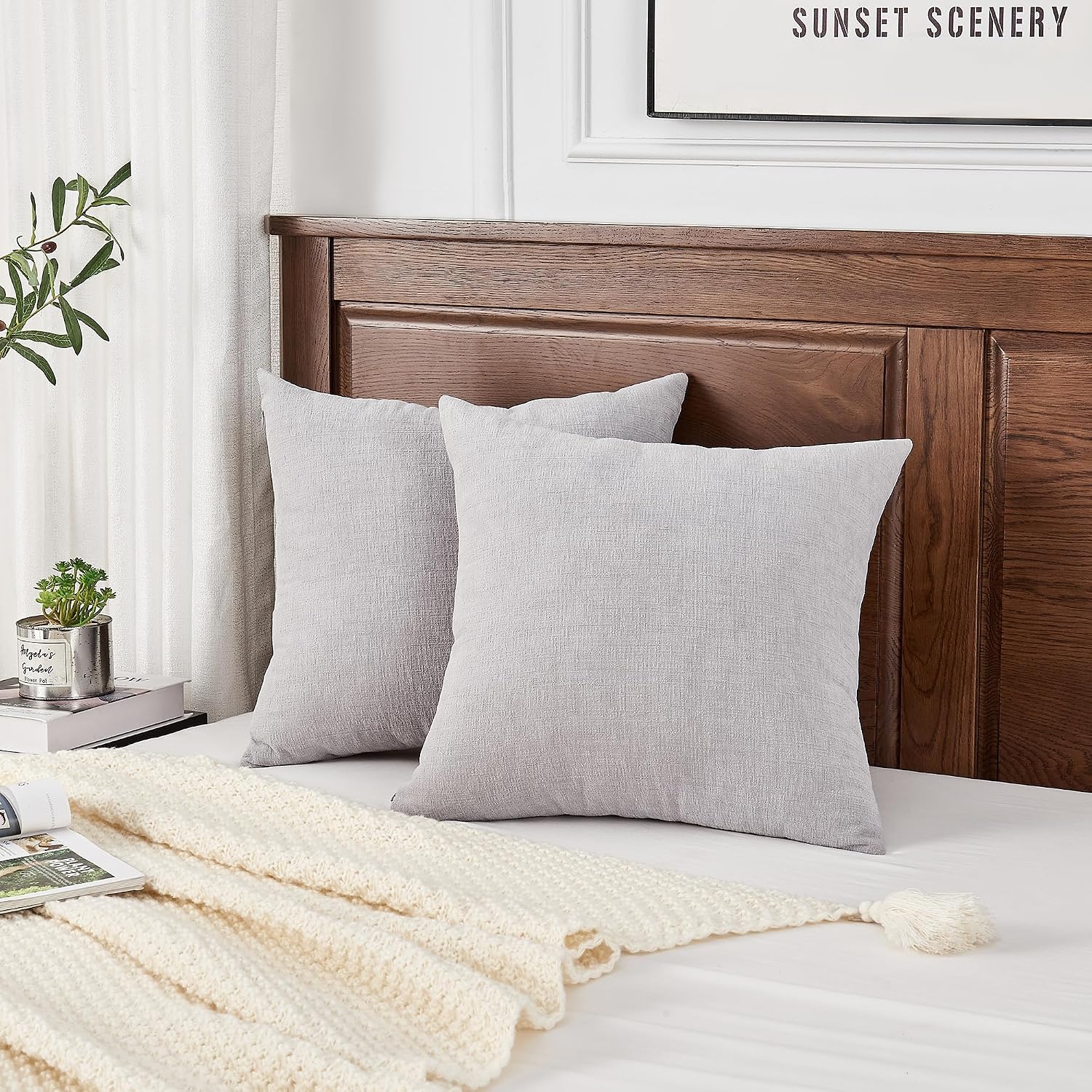 Gawamay Decorative Square Throw Pillow Covers 22"x22" Inch Set of 2, Super Soft Chenille Pillows Farmhouse Fall Pillowcase for Living Room…