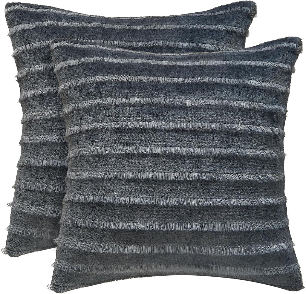 Bedelite Velvet Pillow Covers 18x18 with Zipper, 2 Pack Super Soft Square Pillow Covers for Bedroom, Sofa, Luxury Cozy Fleece Pillowcases f…