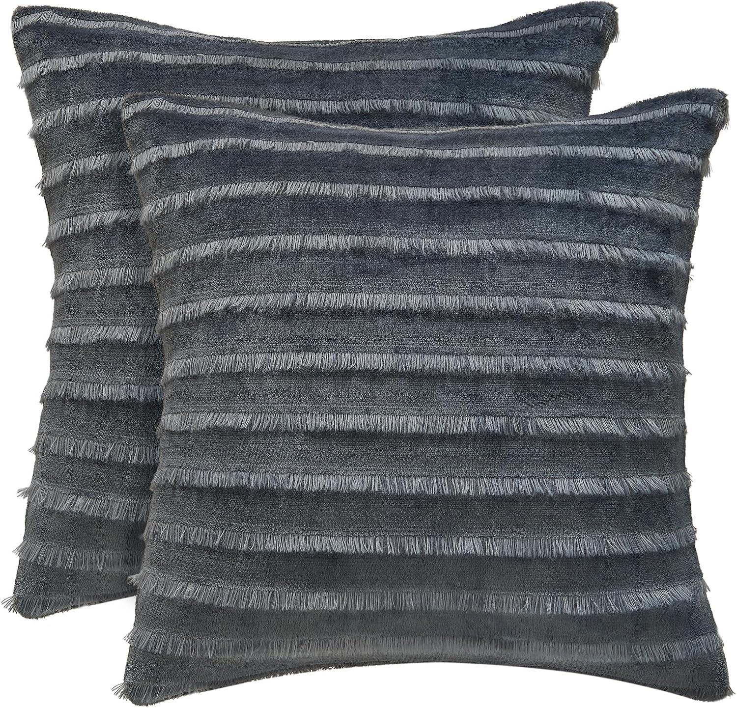 Bedelite Velvet Pillow Covers 18x18 with Zipper, 2 Pack Super Soft Square Pillow Covers for Bedroom, Sofa, Luxury Cozy Fleece Pillowcases f…