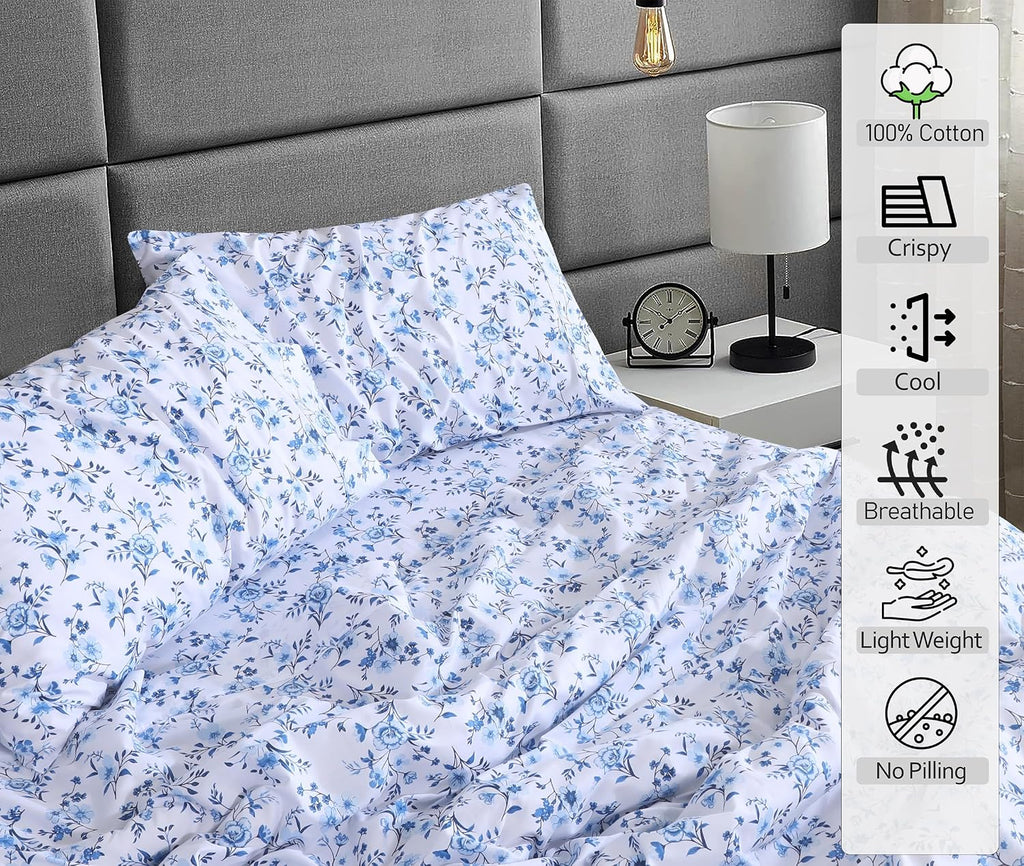 Ruvanti 100% Cotton Percale Sheets Twin XL Size – Crisp Cooling Bed Sheets for Hot Sleepers, Deep Pocket 16”, Soft Breathable & Durable Hot…