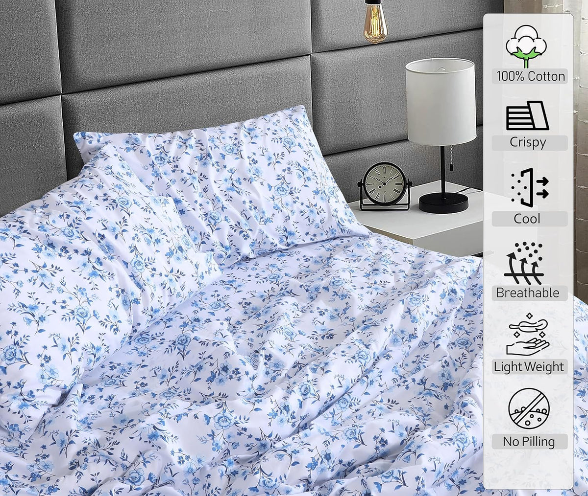 Ruvanti 100% Cotton Percale Sheets Split King Size – Crisp Cooling Bed Sheets for Hot Sleepers, Deep Pocket 16”, Soft Breathable & Durable…