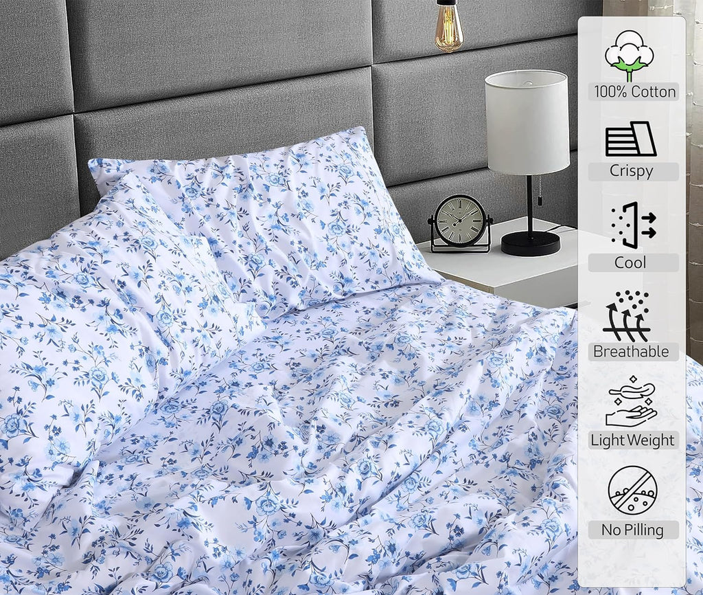 Ruvanti 100% Cotton Percale Sheets California King Size – Crisp Cooling Bed Sheets for Hot Sleepers, Deep Pocket 14”, Soft Breathable & Dur…