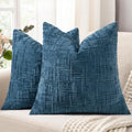 decorUhome Navy Blue Chenille Euro Sham Throw Pillow Covers 22x22 Set of 2 Textured Soft Cozy Slubby Couch Pillow Covers Modern Farmhouse B…
