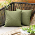 Miulee Pack of 2 Decorative Outdoor Solid Waterproof Throw Pillow Covers Faux Linen Garden Farmhouse Cushion Cases for Patio Tent Balcony C…