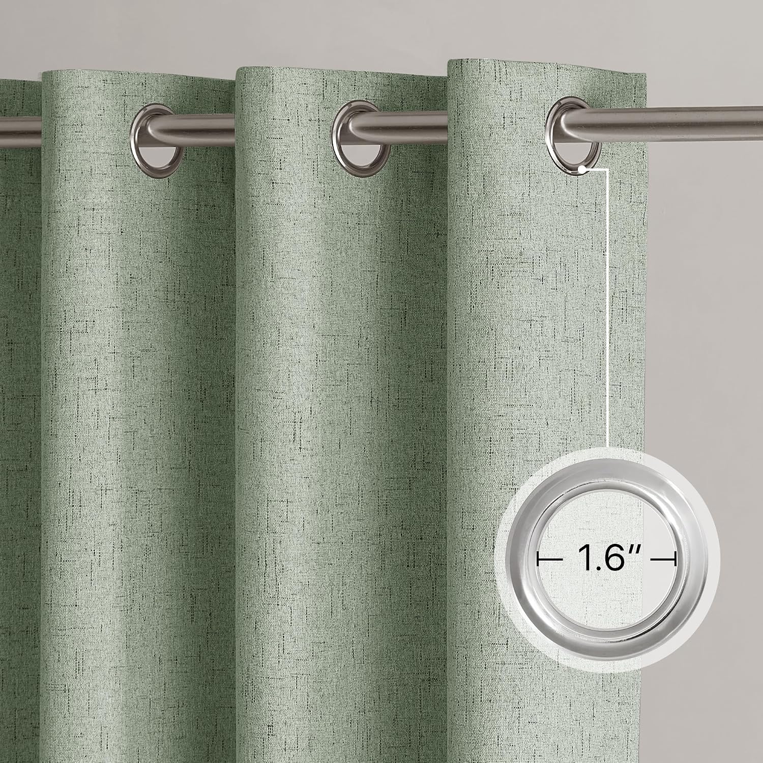 Nicetown 100% Blackout Linen Sage Green Curtains 96 inches Long, White Liner Composite Grommet Thermal Drapes Home Decor Window Treatments…