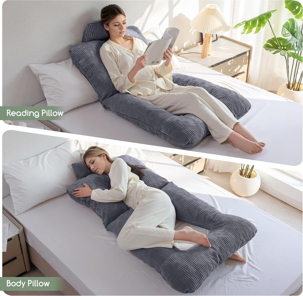 Higogogo Reading Pillow, Back Pillow for Sitting in Bed and Couch, Gaming Pillow for Adults, Sit Up Support for Bed, Dark Grey Grey
