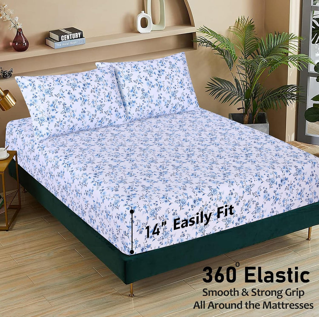 Ruvanti 100% Cotton Percale Sheets California King Size – Crisp Cooling Bed Sheets for Hot Sleepers, Deep Pocket 14”, Soft Breathable & Dur…