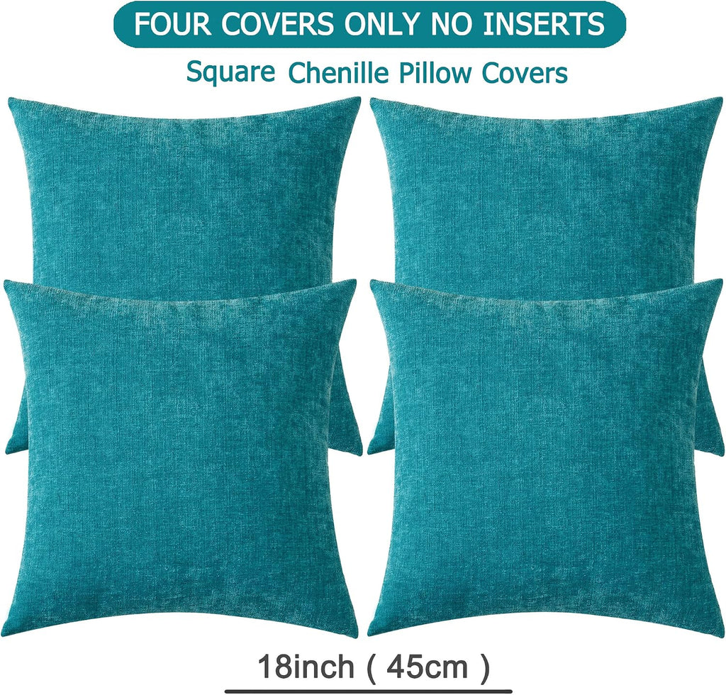 Gawamay Decorative Square Throw Pillow Covers 18x18 Inch Set of 4, Super Soft Chenille Pillows Cover Fall Pillowcase for Living Room Bedroo…