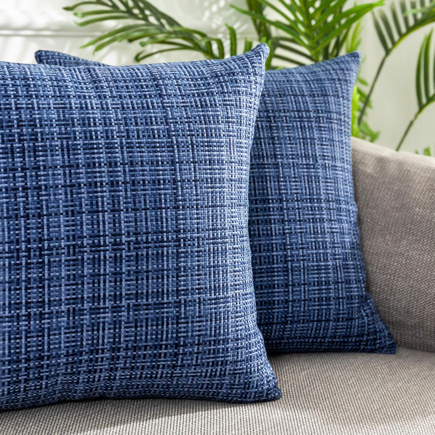 Kevin Textile Pack of 2 Decorative Outdoor Waterproof Throw Pillow Covers Stripe Square Pillowcases Modern Cushion Cases for Patio Couch…