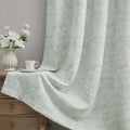 Beauoop Green Floral Jacquard Blackout Curtains 84 Inches Long 2 Panels for Bedroom Living Room Sage Flower Chenille Room Darkening…