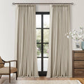 Twodrapes Beige Oatmeal Linen Pinch Pleated 100% Blackout Curtains 90 Inch Length 2 Panels Set Pinch Pleat Curtains Black Out Blocking Room…