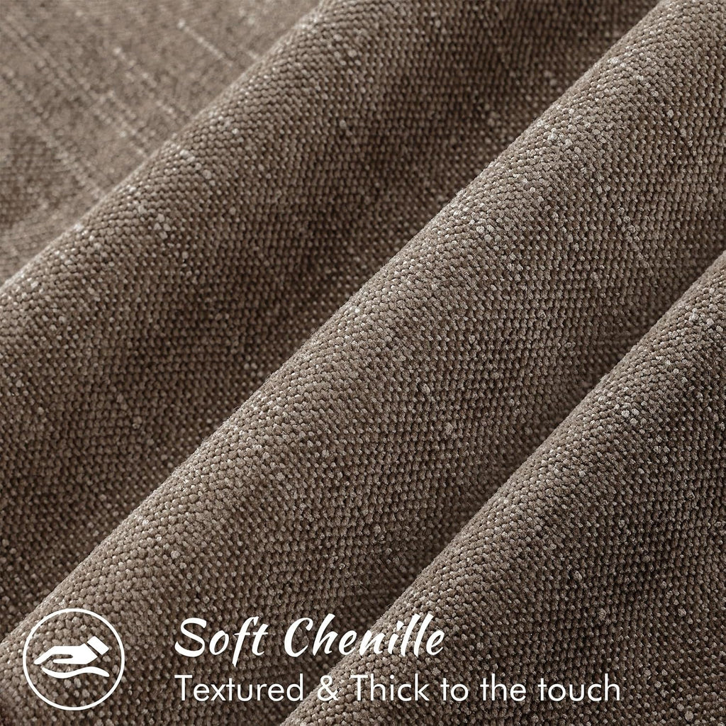 decorUhome Chenille Throw Pillow Covers 20x20 Set of 2, Square Decorative Pillow Covers with Zipper for Couch, Sofa, Living Room, Taupe Grey
