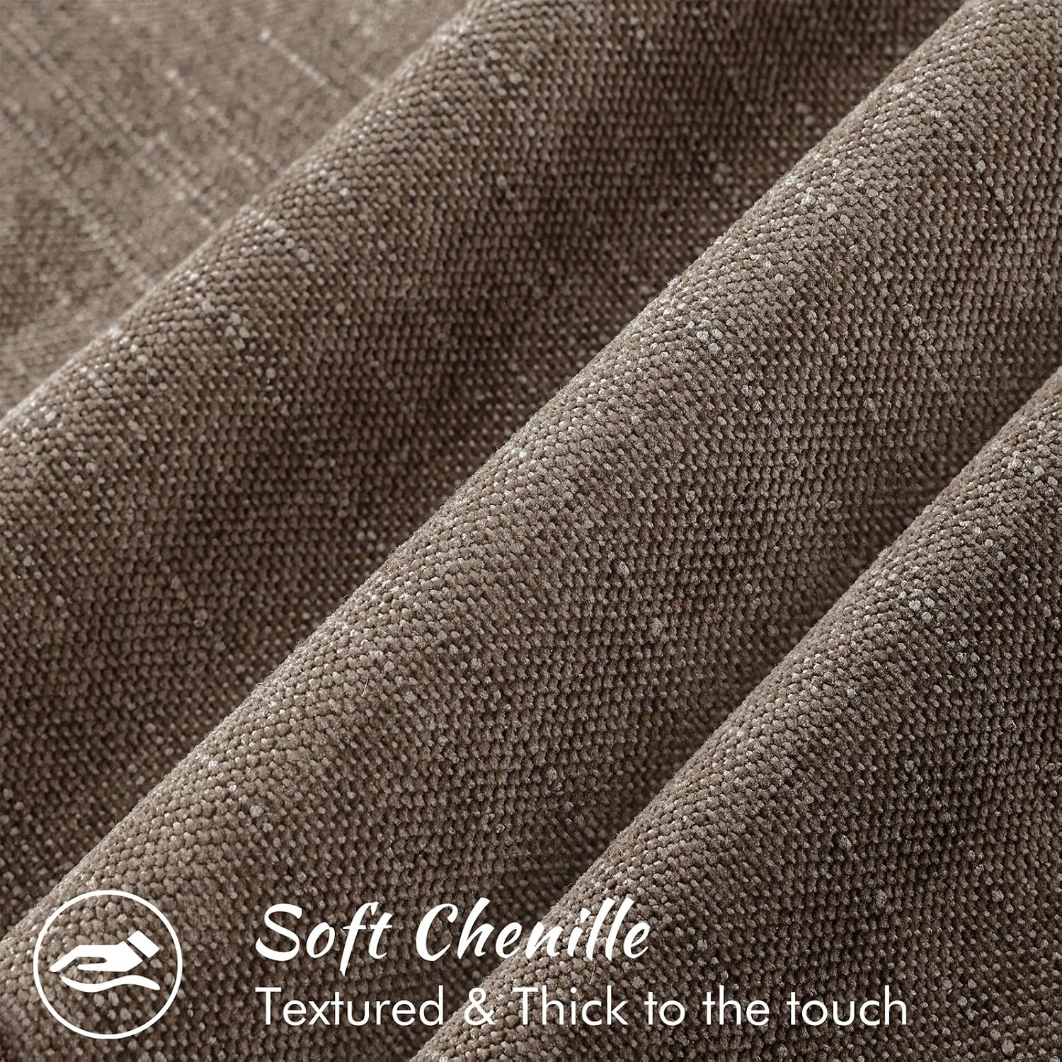 decorUhome Chenille Throw Pillow Covers 20x20 Set of 2, Square Decorative Pillow Covers with Zipper for Couch, Sofa, Living Room, Taupe Grey
