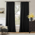 Twodrapes Black Pinch Pleated Blackout Linen Curtains 120 Inches Long for Living Room Bedroom 2 Panels Room Darkening Thermal Insulated Neu…