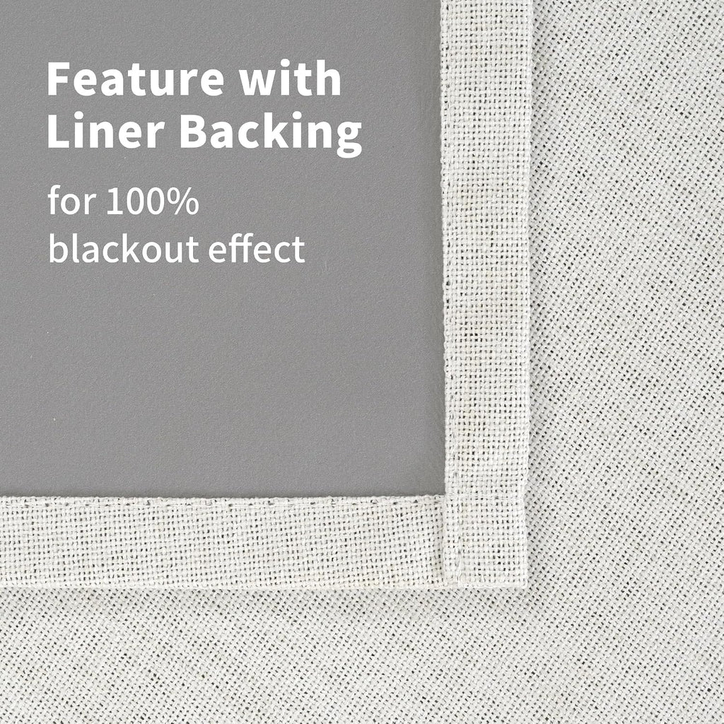 YoungsTex Ivory Linen Blackout Curtains 84 Inch Length for Bedroom, Thermal Insulated Black Out Drapes Room Darkening with Grommet Energy S…