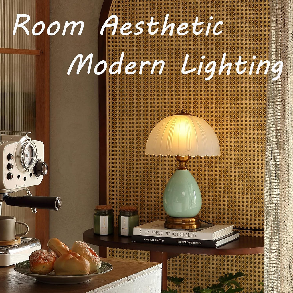 Glivpny Vintage Lamp for Living Room,16" Modern Ceramic Table Lamps for Bedroom, Retro Bedside Nightstand Traditional Lamps, Classic…