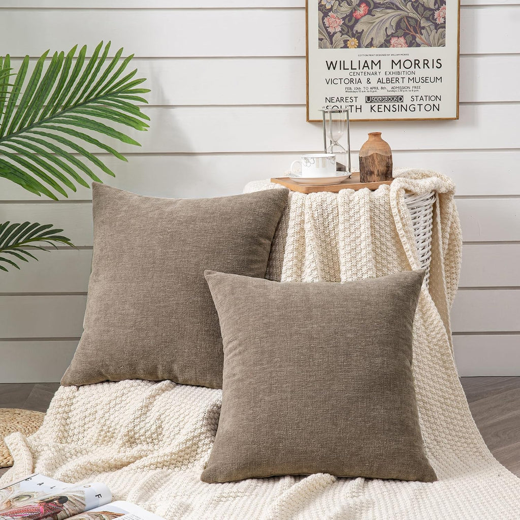 Gawamay Decorative Square Throw Pillow Covers Set of 2, Super Soft Chenille Farmhouse Fall Pillowcase for Living Room Bedroom Sofa Couch Ho…