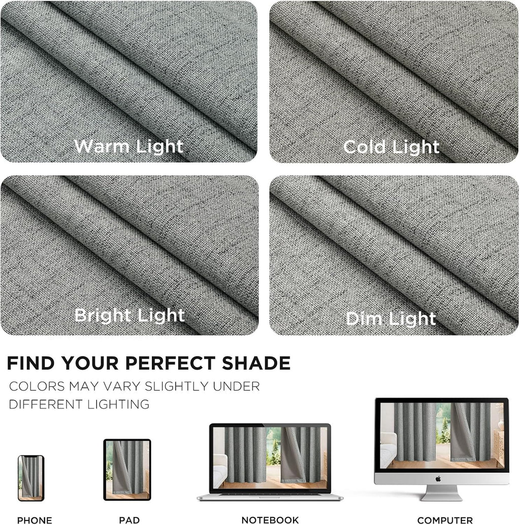 Joydeco Blackout Curtains for Bedroom - 90 Inch Long 100% Light Blocking 2 Panels Light Grey Drapes, Thermal Insulated Room Darkening Curta…