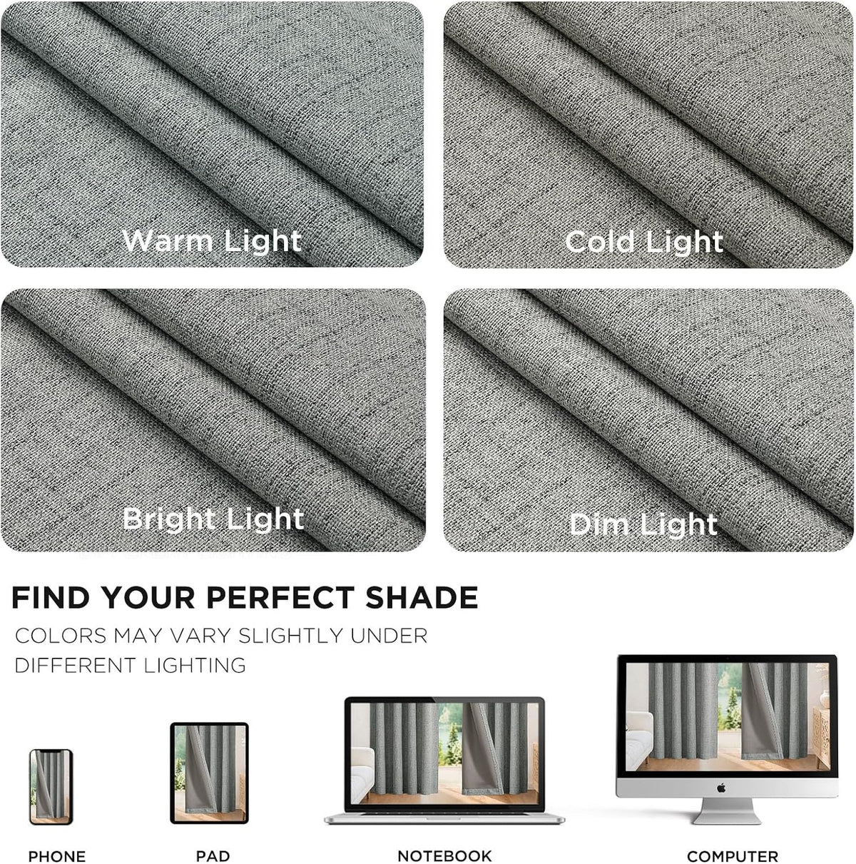 Joydeco Blackout Curtains for Bedroom - 100% Light Blocking 2 Panels Light Grey Drapes 37" W x 96" L, Thermal Insulated Room Darkening Curt…