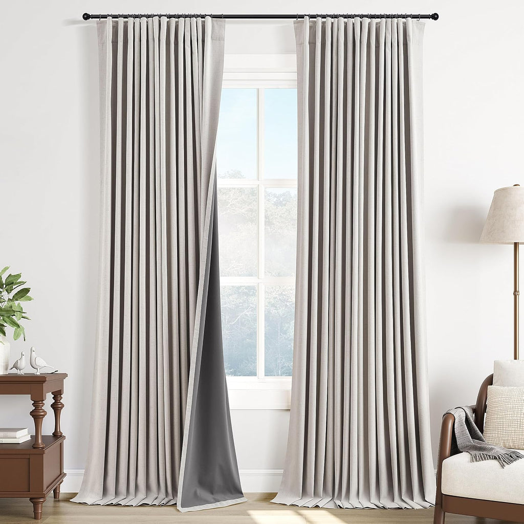 Guken 100% Blackout Linen Curtains 84 Inch Length 2 Panels Set Neutral Boho Farmhouse for Bedroom Windows Living Room Darkening Thermal Ins…