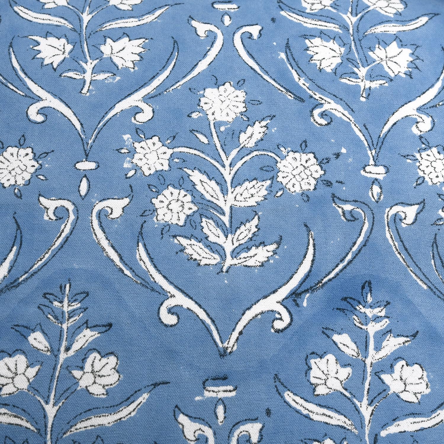 Ridhi Block Print Cornflower Blue Pillow Cover 24" x 24" (Pack of 2) Decorative Couch Pillows for Living Room, Chic Boho Cute Outdoor Pillo…