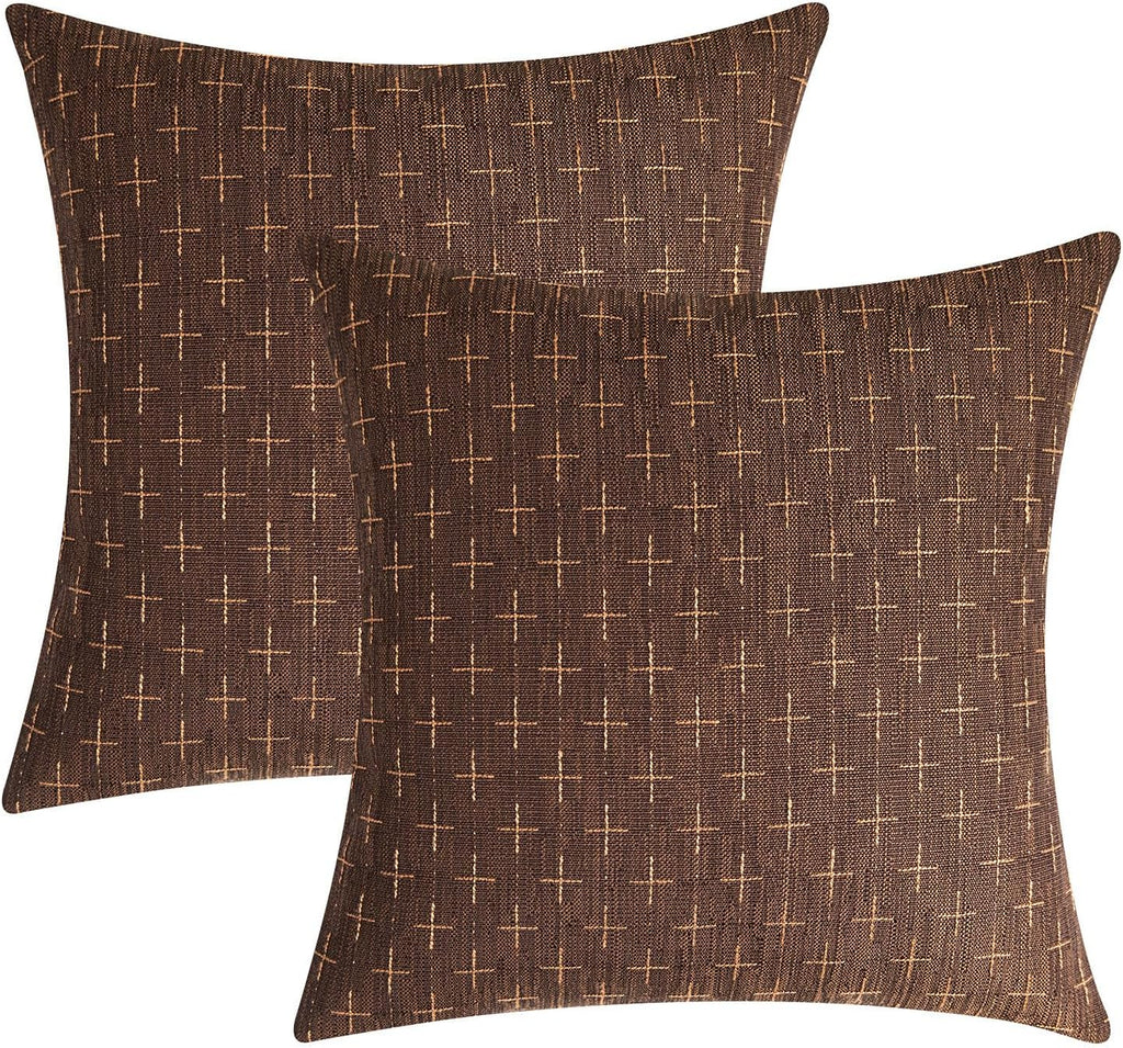 MIULEE Pack of 2 Decorative Vintage Burlap Linen Brown Throw Pillow Covers Modern Farmhouse Pillowcase Rustic Woven Textured Cushion…