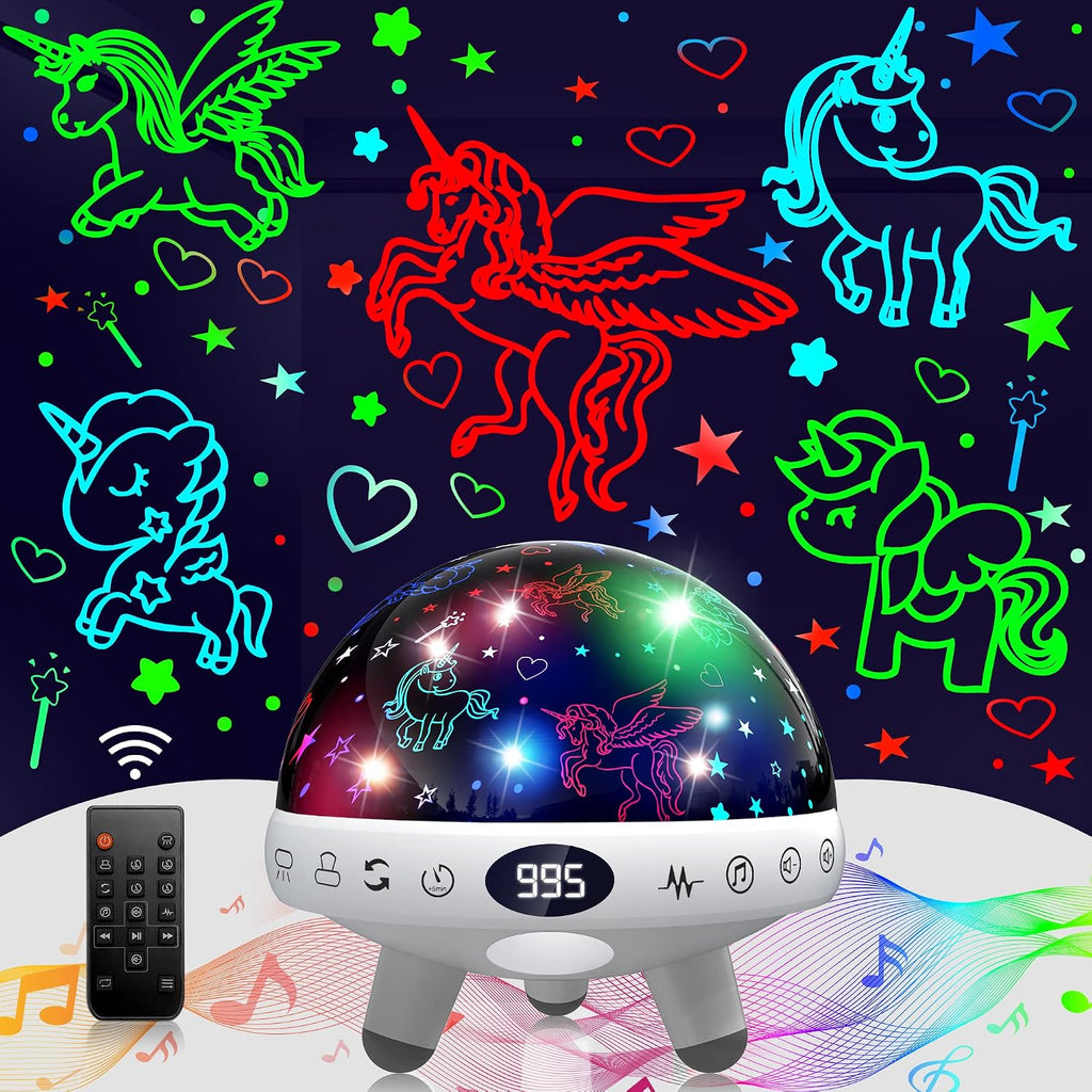 Yachance Unicorn Gifts Toys for 1-12 Year Old Girls.Unicorn Night Light Projector for Girls.Kids White Noise Machine with Baby Night Light.…
