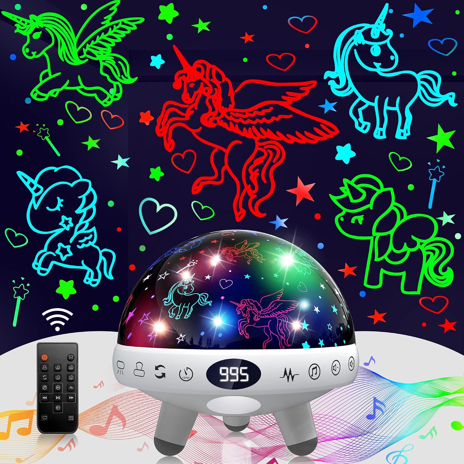 Yachance Unicorn Gifts Toys for 1-12 Year Old Girls.Unicorn Night Light Projector for Girls.Kids White Noise Machine with Baby Night Light.…