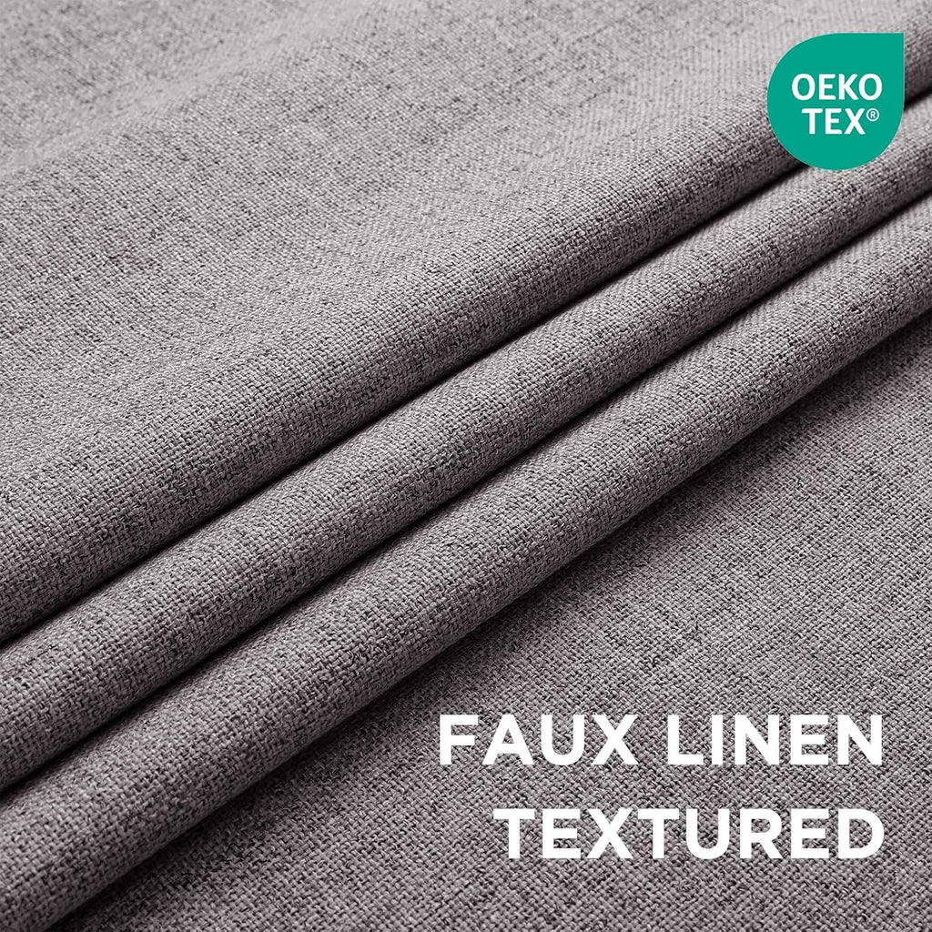 Cucraf 100% Blackout Curtains 54 inches Length 2 Panels Set, Room Darkening Linen Textured Curtain Grommet for Bedroom Living Room, Light B…