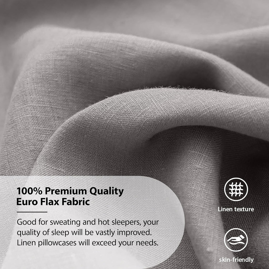 Simple&Opulence 100% Linen Pillowcases Basic Style Solid Color Set of 2, King Size Stone Washed Flax Pillow Cover Envelope Closure…