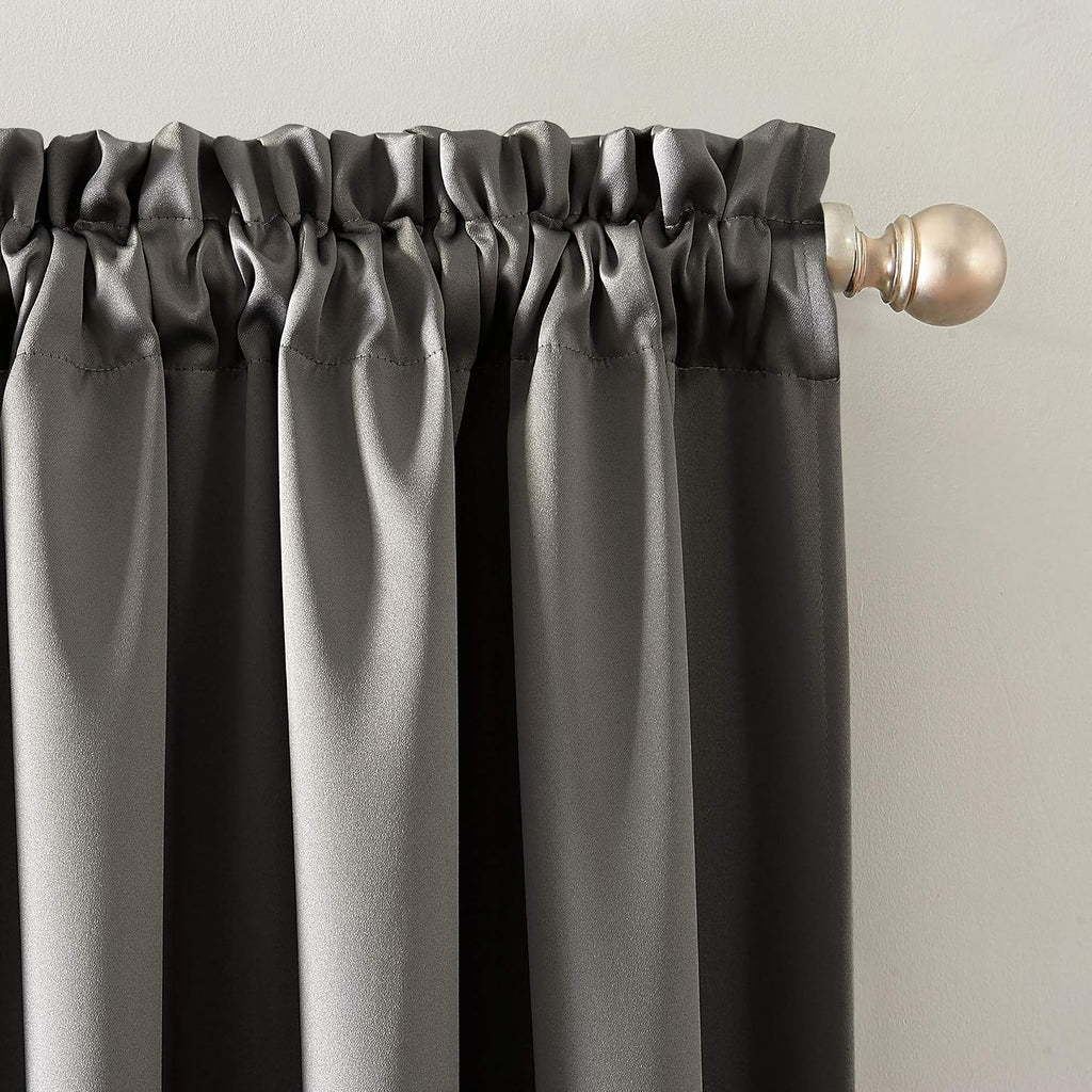 Sun Zero Oslo Theater Grade Extreme Total Blackout Rod Pocket Curtain Panel, 52" x 84", Gray