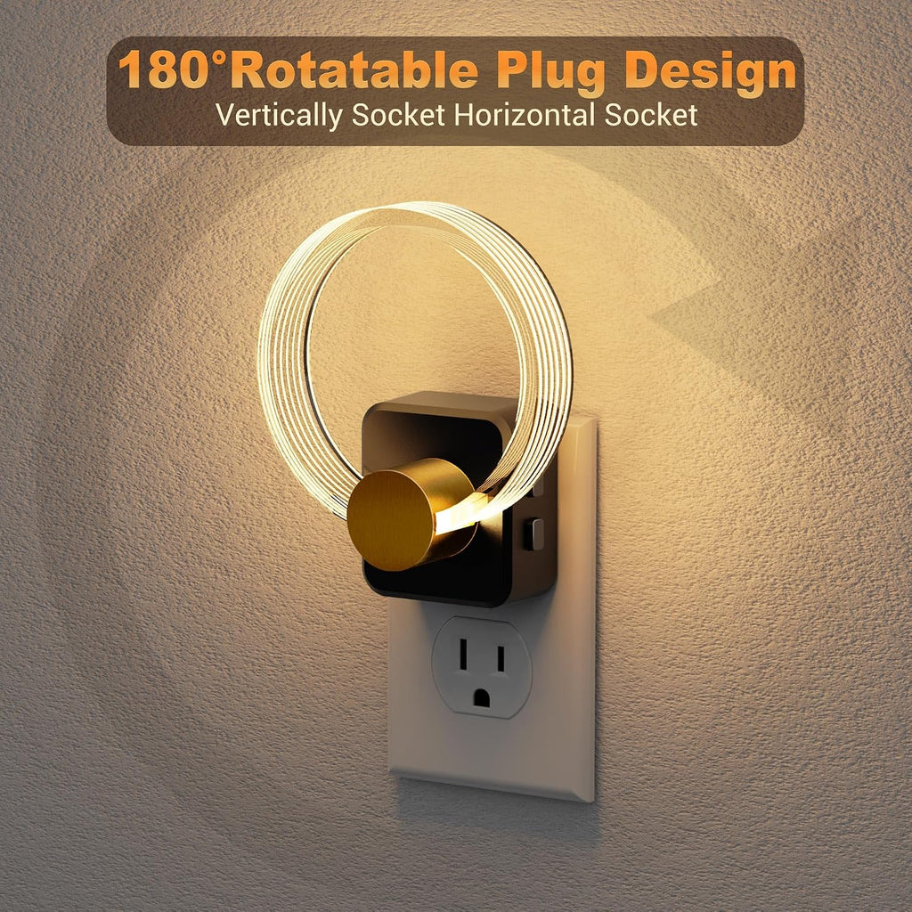 JandCase Night Light, 2 Pack Color Changing Night Lights Plug into Wall, RGB Nightlight with Light Sensor, 180° Rotatable Plug in…